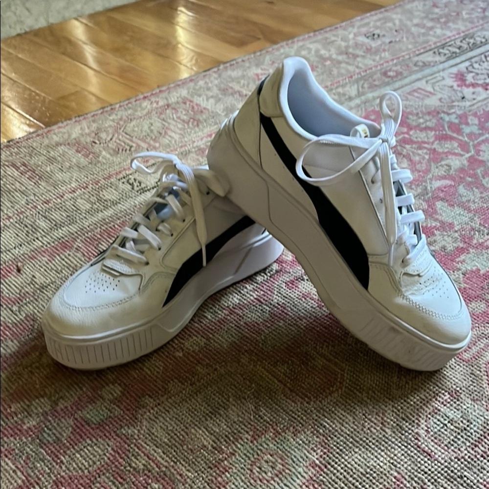 Puma Women's White and Black Sneakers
